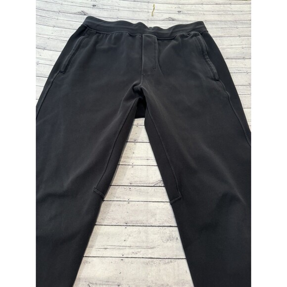 LULULEMON Mens Sweat Pants Sz L Black Jogger Tapered Zip Pockets Gym Heavyweight - Picture 13 of 16